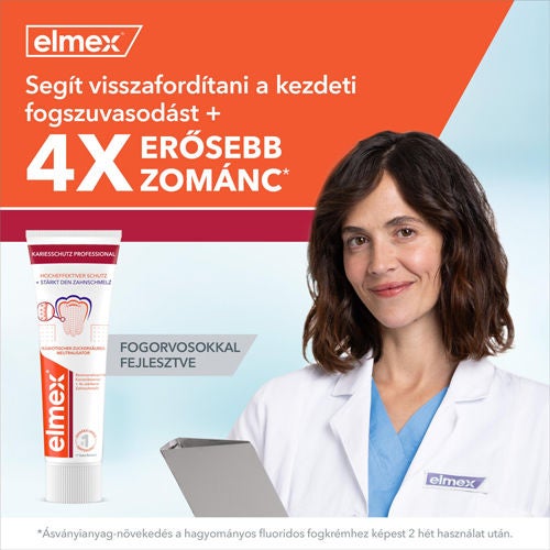 Segít visszafordítani a kezdeti fogszuvasodást +  4X ERŐSEBB ZOMÁNC*